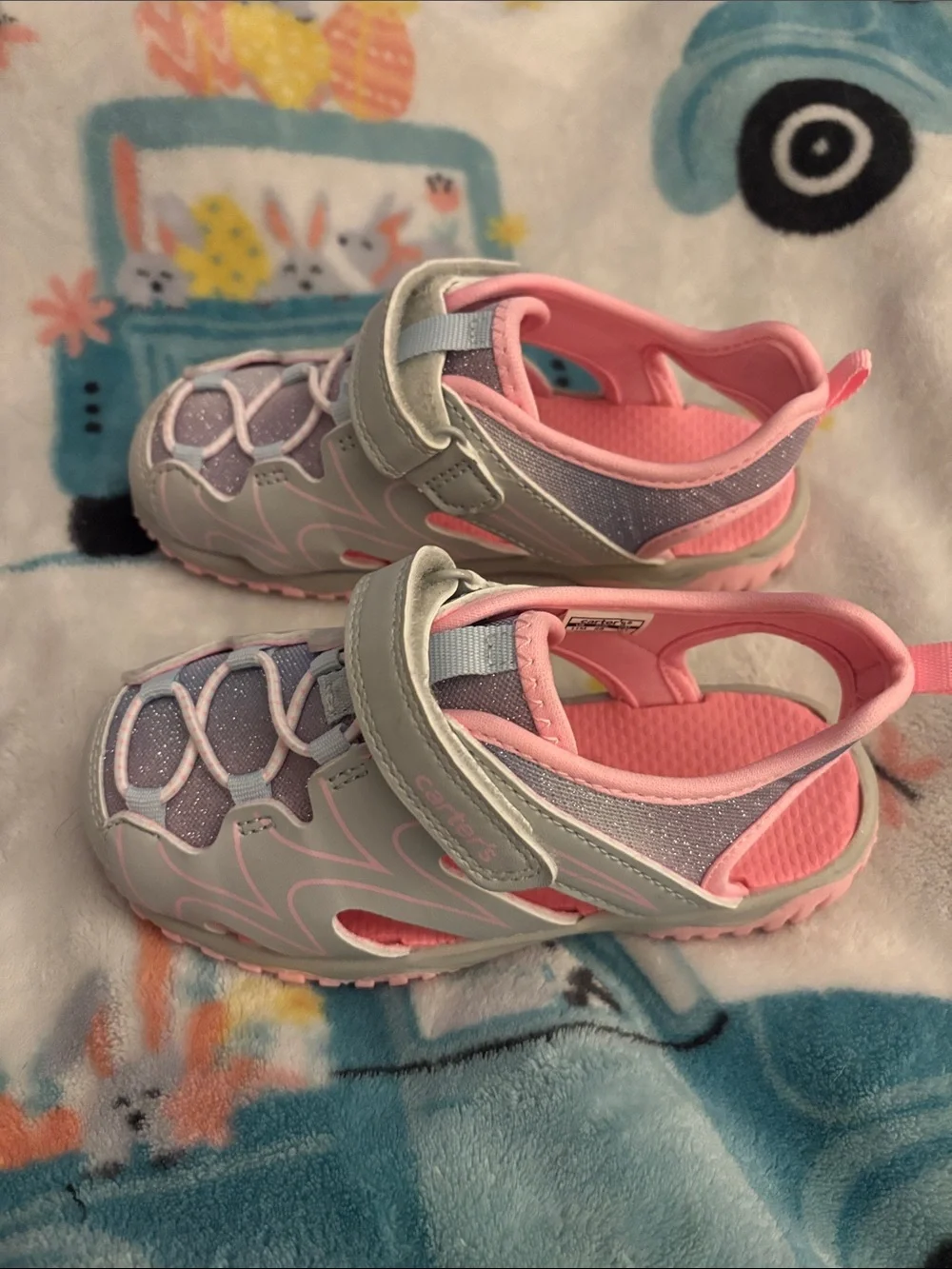 Carters Girls Kids Light Pink & Gray Active Sandals